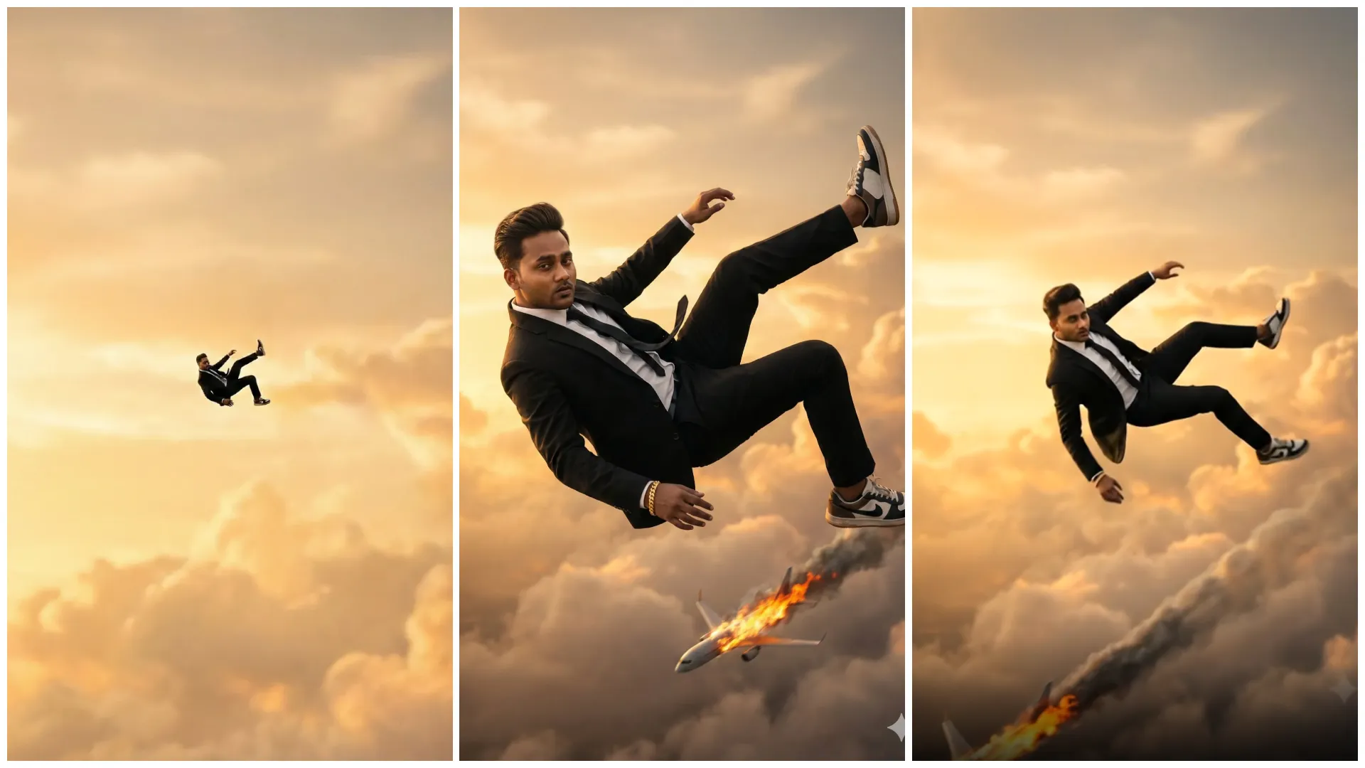 Man Flying in the Sky AI Video Editing Prompt