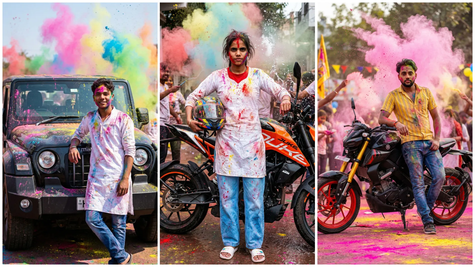 Bike & Car Holi AI Photo Editing Prompts