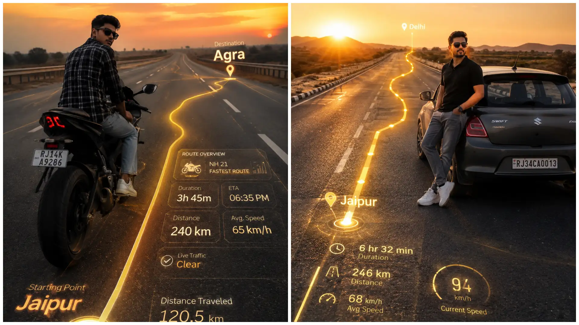 Bike Route Destination AI Photo Editing Prompts