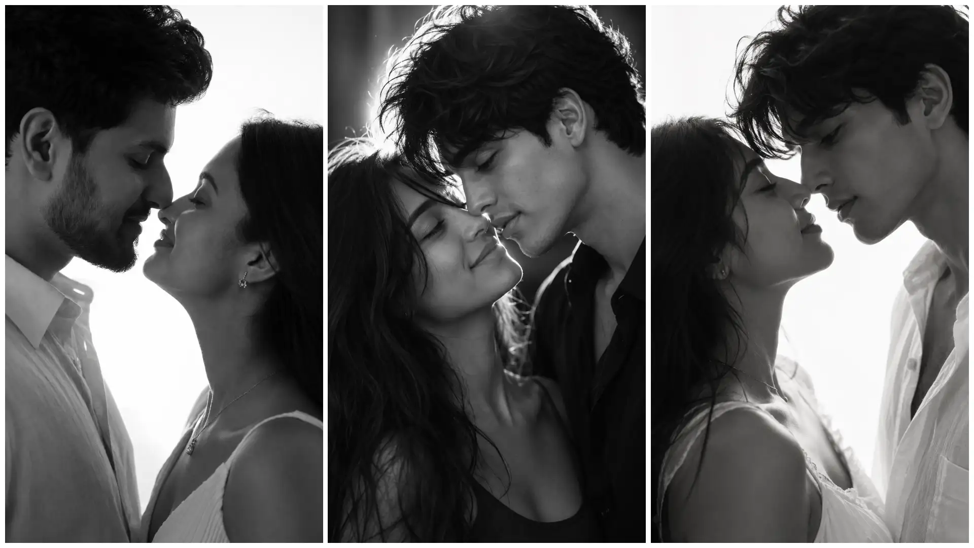 couples close-up b&w ai photo editing prompt